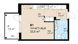 Väkkäräntie yksiö 1h+kt+alk
