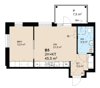 Väkkärätie 2h+kt 45,5m2